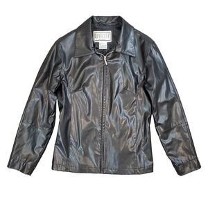 90s Y2K BB Dakota Black Faux Leather Jacket M Lorelai Gilmore Grunge Goth Biker